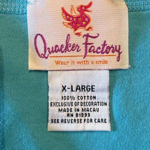 Quacker Factory Light Blue Womens XL T-Shirt with Colorful Lobster Embroidery - Picture 4 of 6
